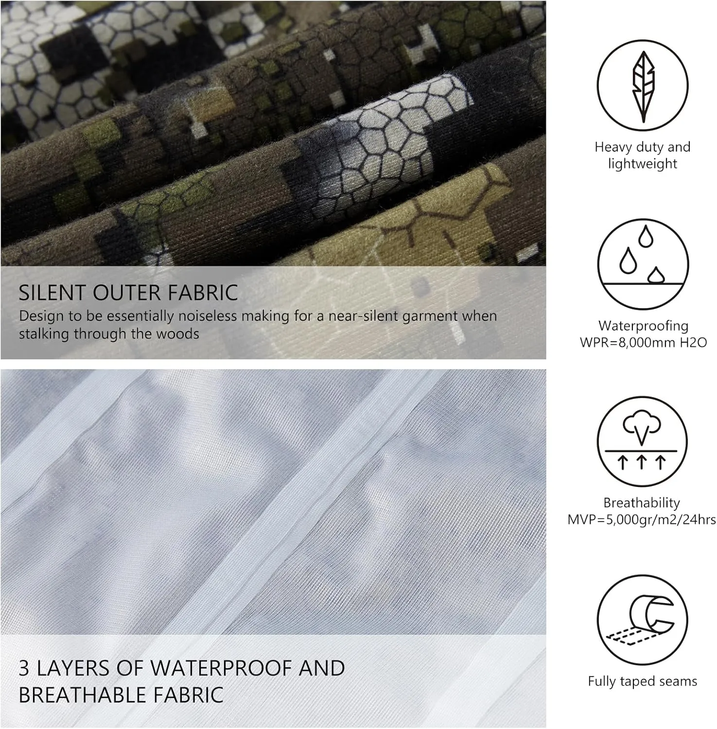 BASSDASH Walker Men’s Waterproof Breathable Hunting Pants with Silent Outer Fabric for Fishing Turkey Upland