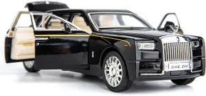 BDTCTK 1/32 Rolls-Royce Phantom Model Car,Zinc Alloy Pull Back Toy car with Sound and Light for Kids Boy Girl Gift (Black)