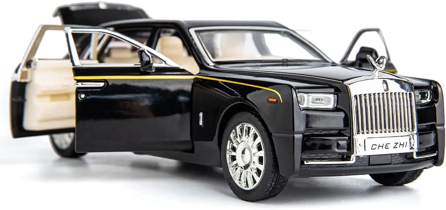 BDTCTK 1/32 Rolls-Royce Phantom Model Car,Zinc Alloy Pull Back Toy car with Sound and Light for Kids Boy Girl Gift (Black)