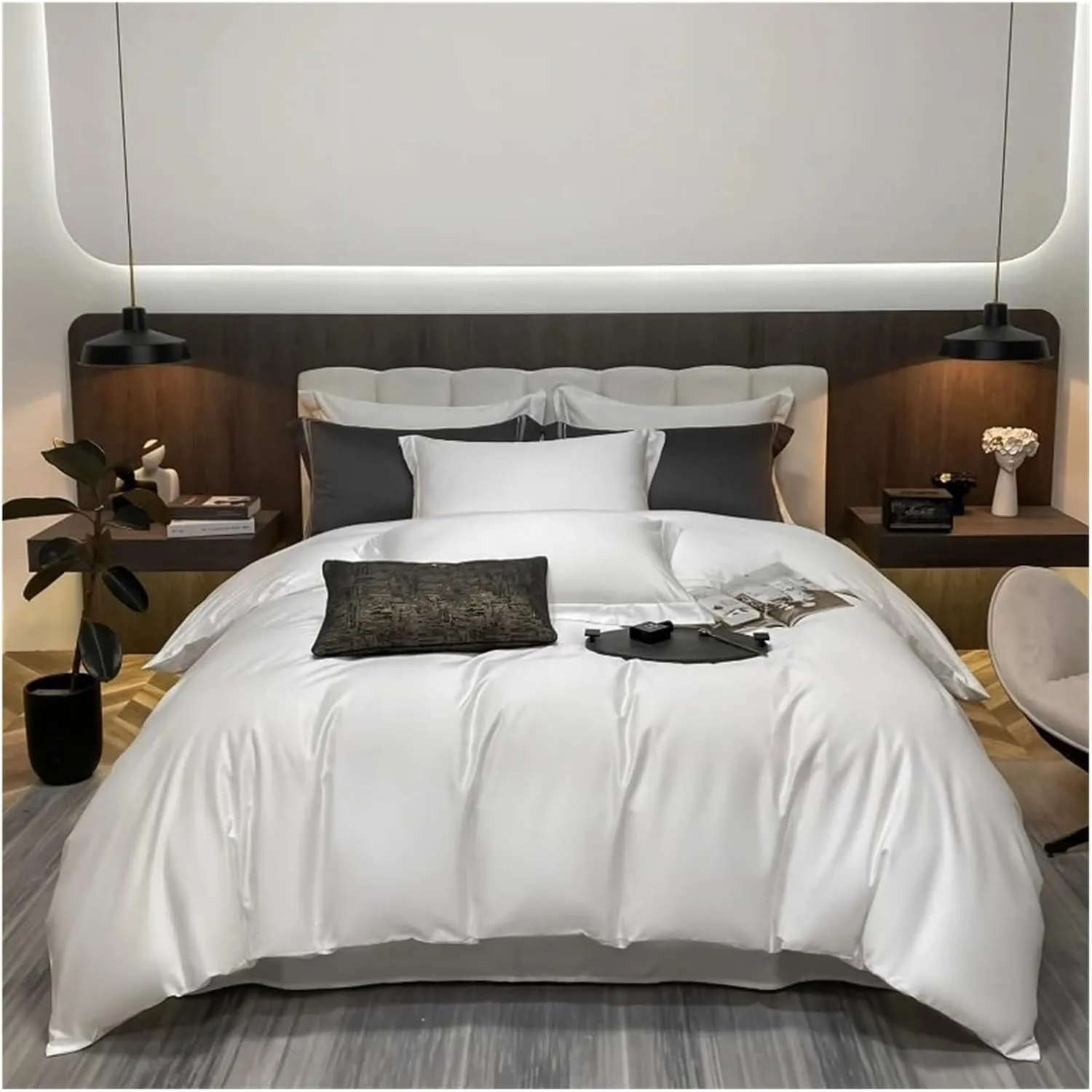 Bed Sheets Set, Luxury Bedding Set 100% Egyptian Cotton 400TC Duvet Cover Flat Sheet Queen Quilt Cover with Pillowcase(B,Twin)