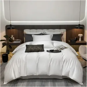 Bed Sheets Set, Luxury Bedding Set 100% Egyptian Cotton 400TC Duvet Cover Flat Sheet Queen Quilt Cover with Pillowcase(B,Twin)