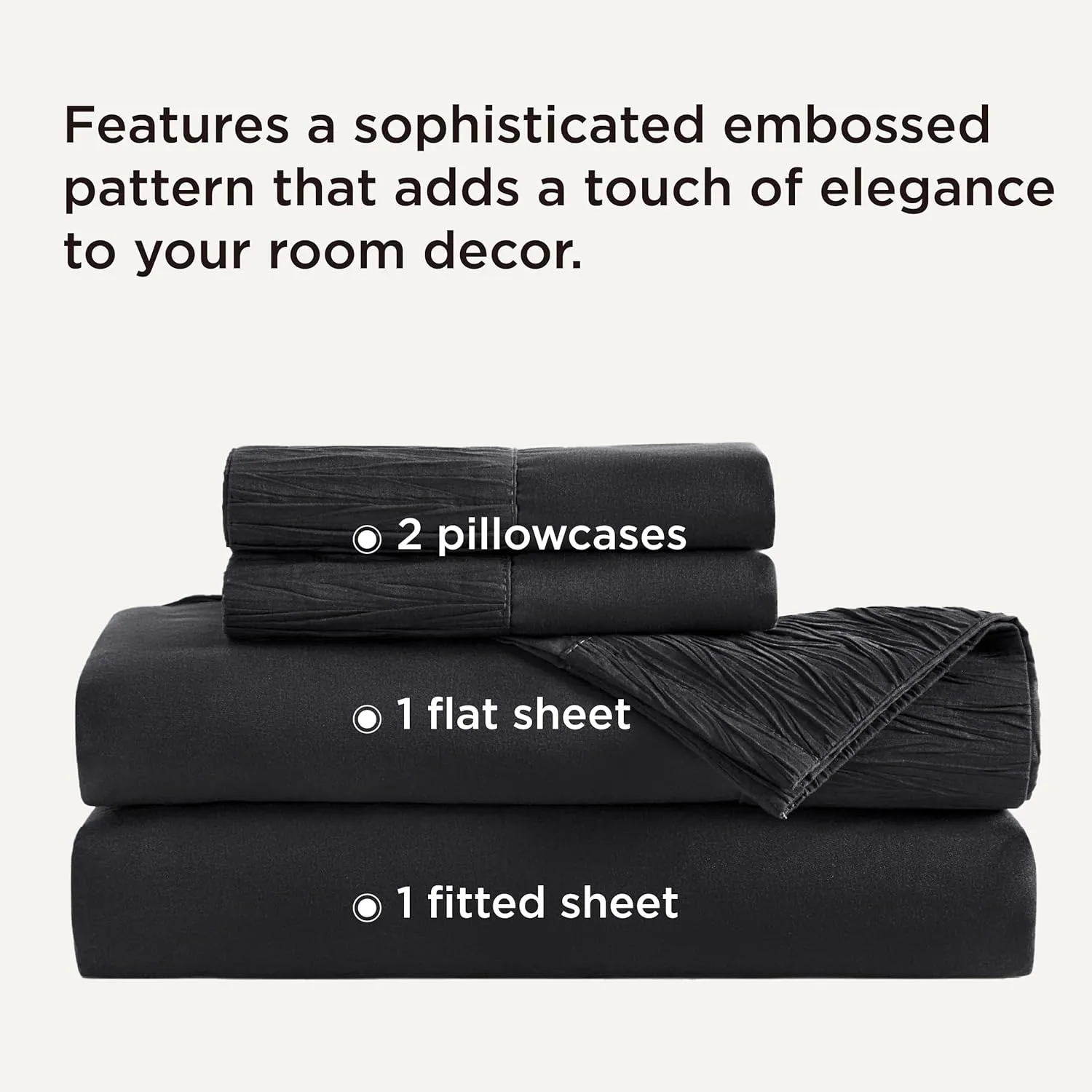 Bedsure Queen Sheet Set - 4 Pieces Soft Queen Size Sheets - Breathable & Cooling - Hotel Luxury - Easy Care Polyester Microfiber Bedding for Women, Men, Black