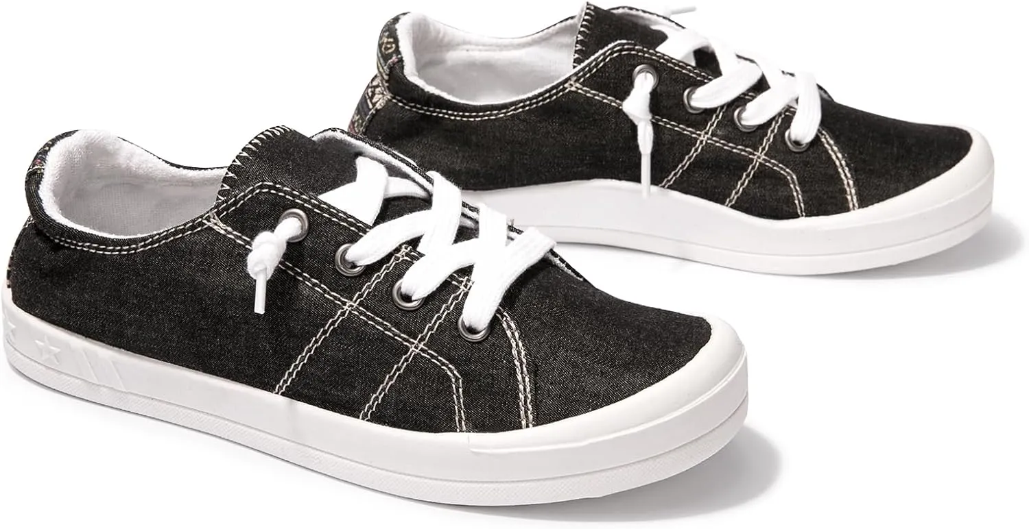 BENEKER Women's Platform Canvas Sneakers Low Top Fashion Sneakers Classic Slip-On Comfort Walking Shoes