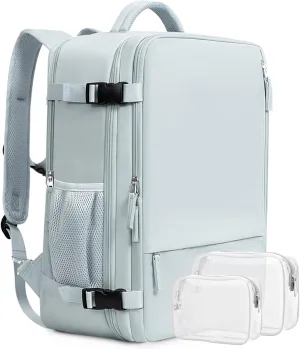 Beraliy Travel Backpack for Women Men, Carry On Backpack, 16 inch Laptop Backpack, Waterproof Casual College Daypack for Weekender Overnight Hiking, Light Blue
