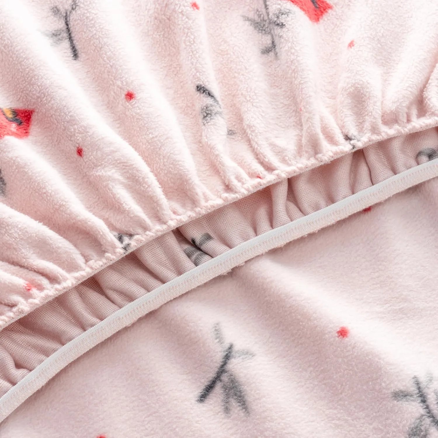 Berkshire Blanket Ultra-Soft Printed Microfleece Knit Sheet Set – 4-Piece King Set – Lightweight, Breathable, All-Season Comfort, Cardinal Branch Dot Blush