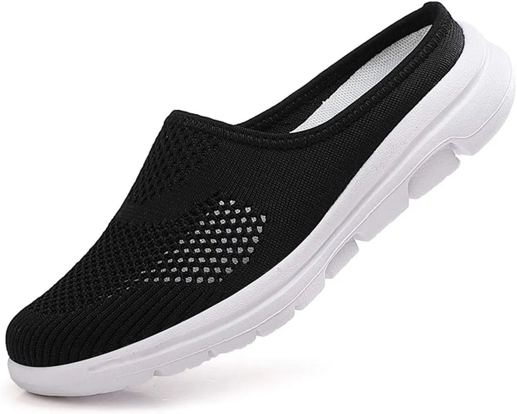 BIFINI Womens Backless Sneakers Mesh Slip-on Mule Shoes Breathable Slippers