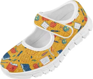 Binienty Girls School Uniform Shoes Classical Flats Mary Jane Sneakers Breathable Mesh Flat Shoes