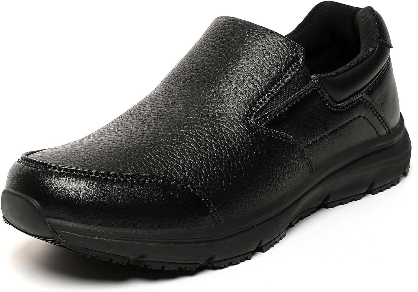 Black Casual Mens Slip On Loafers, Walking Comfortable & Light-Weight Leather Non Slip Shoes for Men