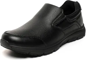 Black Casual Mens Slip On Loafers, Walking Comfortable & Light-Weight Leather Non Slip Shoes for Men