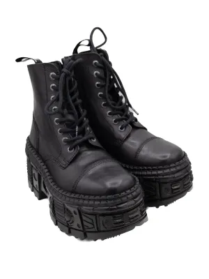 Black Crust Platform Combat Boots