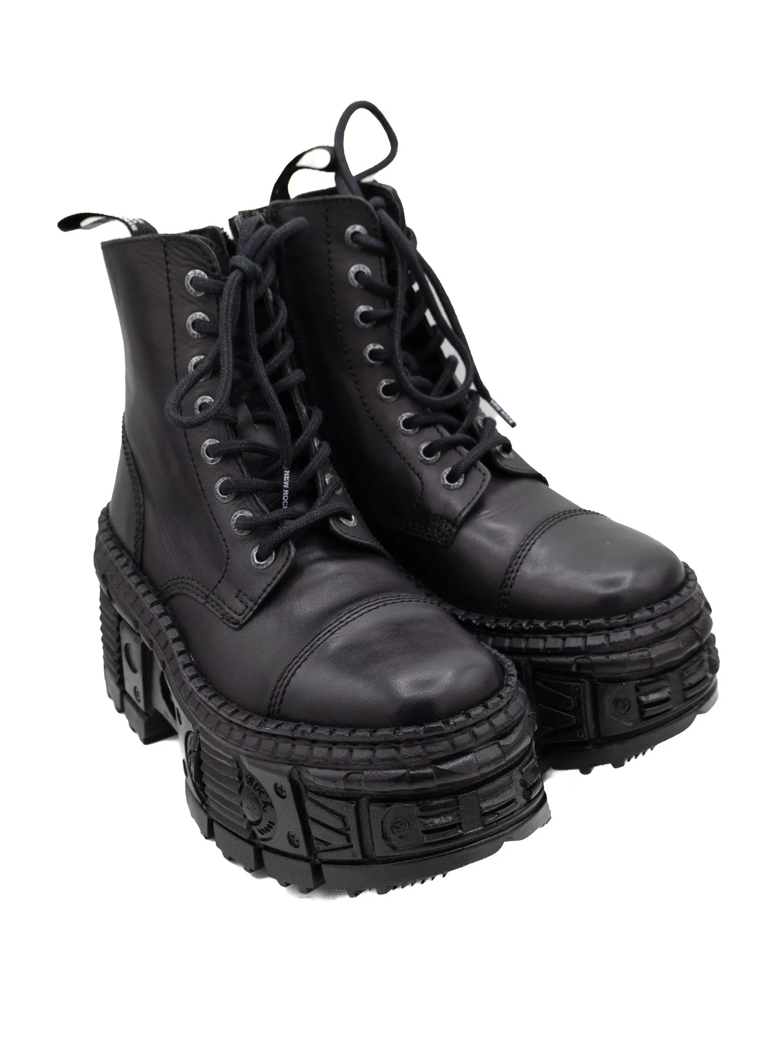Black Crust Platform Combat Boots