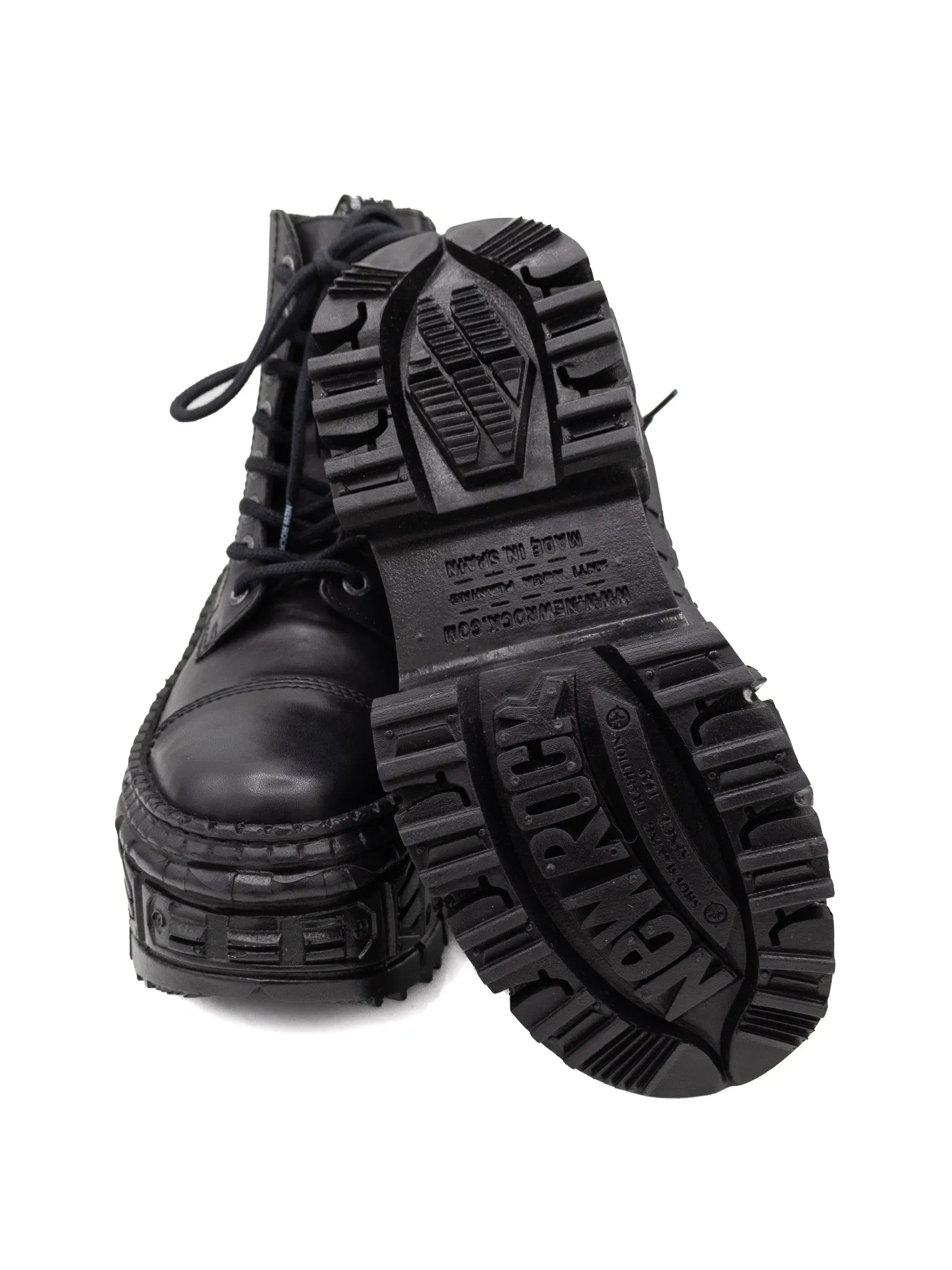Black Crust Platform Combat Boots