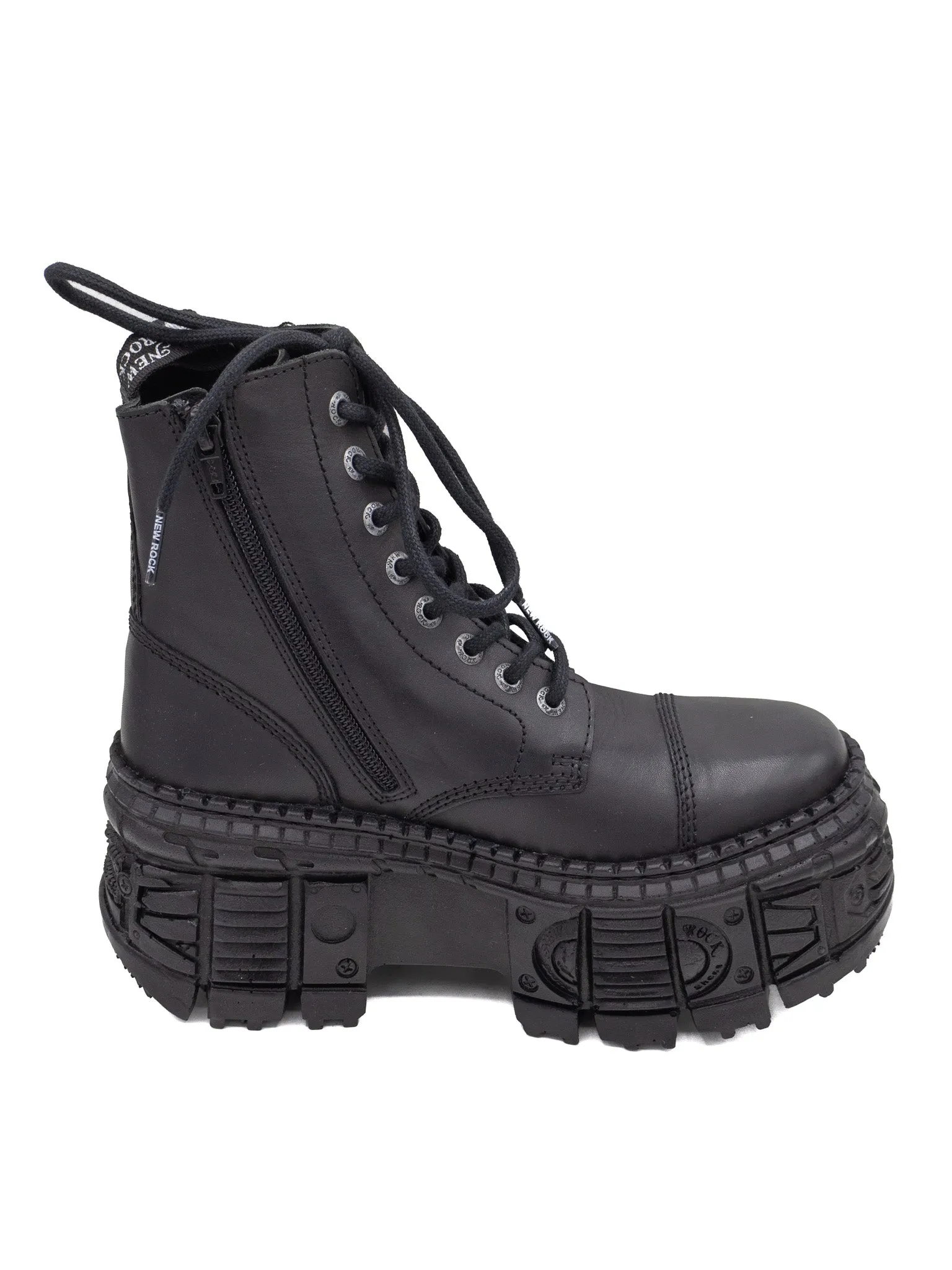 Black Crust Platform Combat Boots