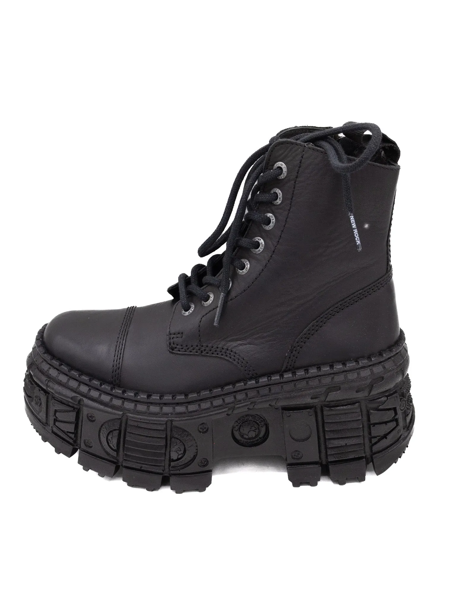 Black Crust Platform Combat Boots
