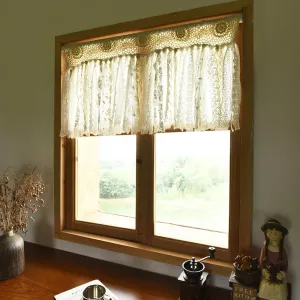 Boho Kitchen Curtains Short Shabby Chic Lace curtain for Bedroom Handmade Cotton Crochet Lace Kitchen Valance Country Cottage Cafe Curtain 16 inch Long Bohemian Wedding Decor 30x16 Inch,Cream