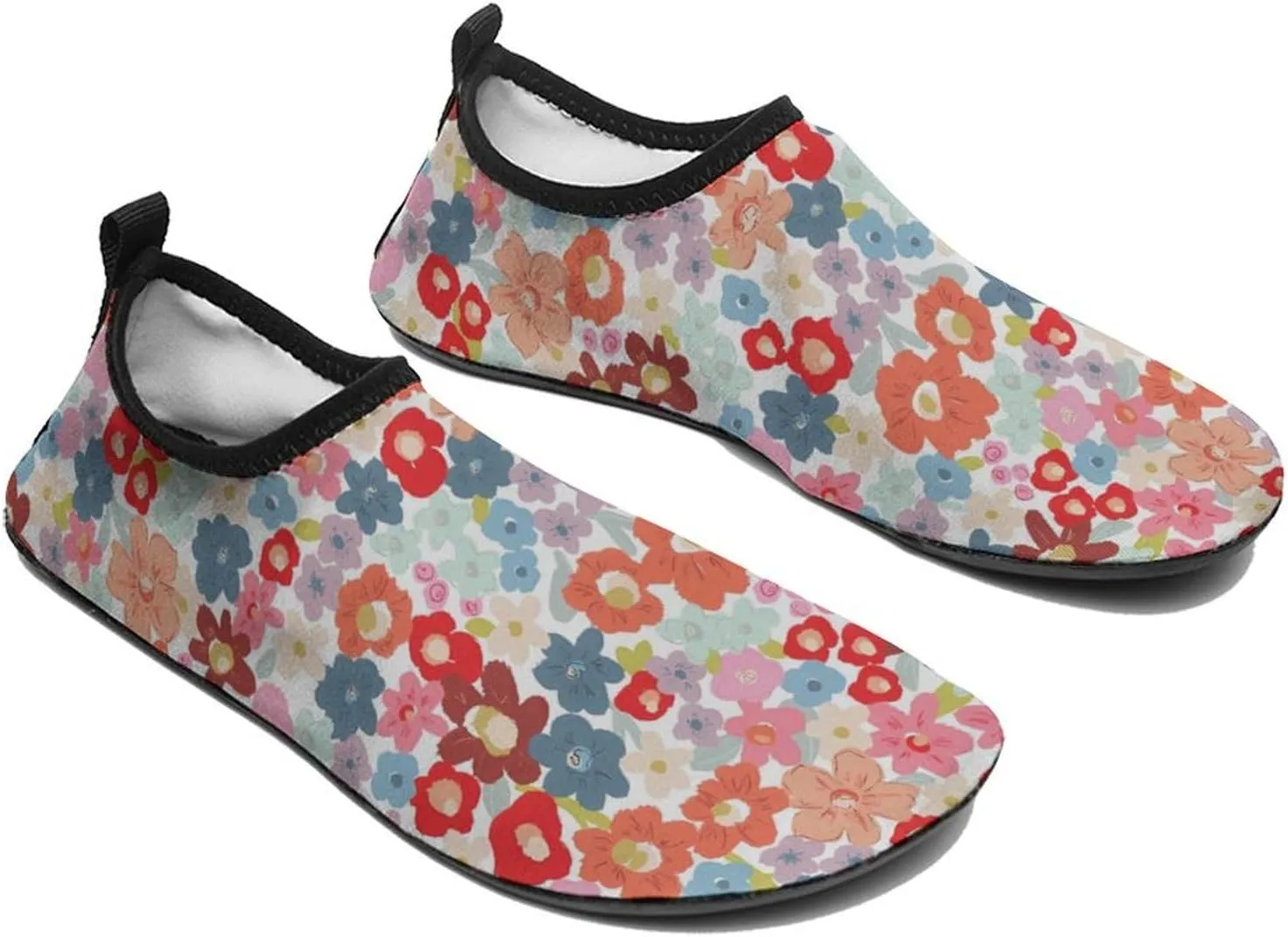 Bold Colorful Painterly Floral Men Women Water Shoes Quick-Dry Aqua Socks Barefoot Slip-on for Beach Swim Sport Surf Yoga Exercise