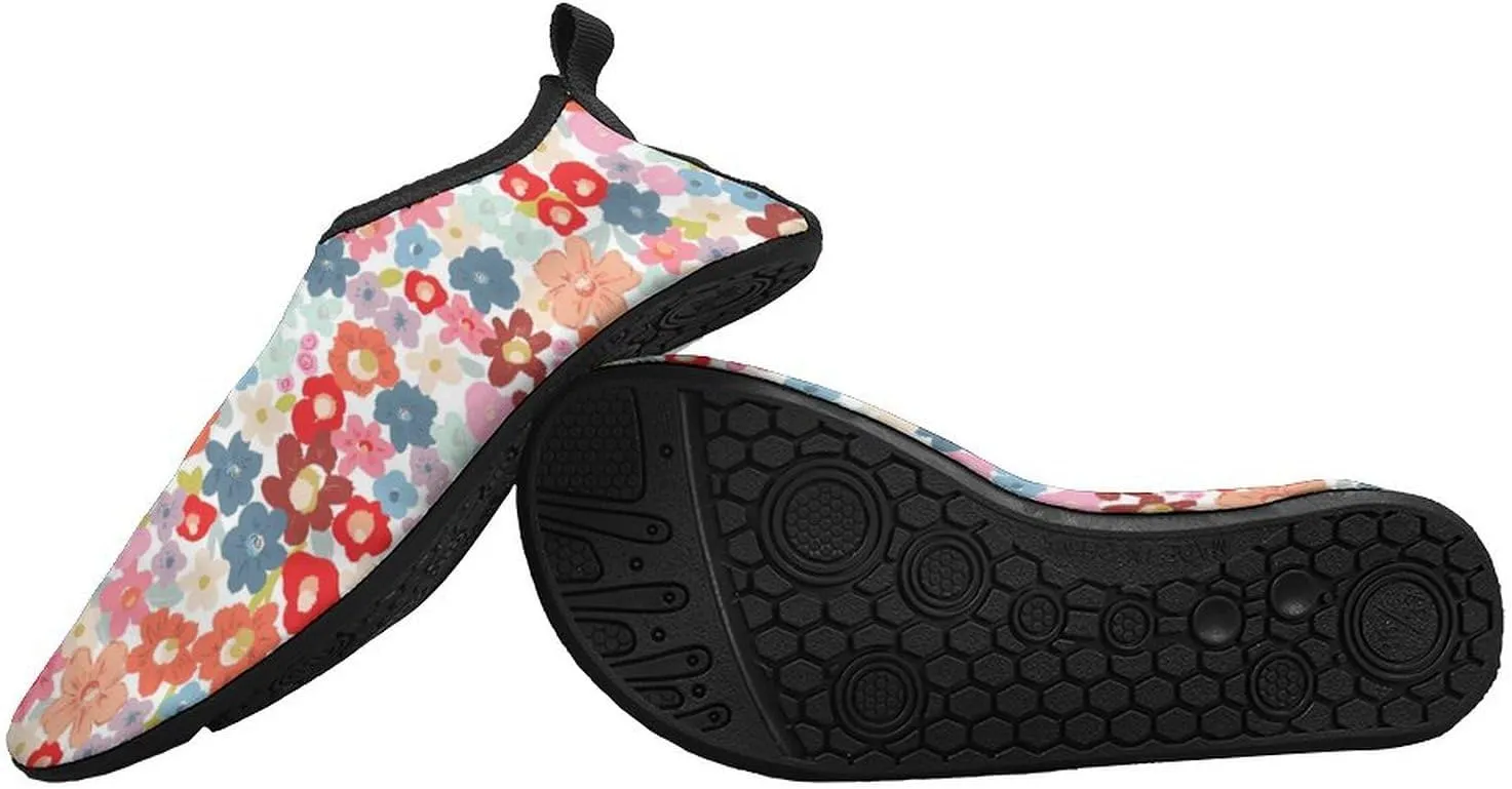 Bold Colorful Painterly Floral Men Women Water Shoes Quick-Dry Aqua Socks Barefoot Slip-on for Beach Swim Sport Surf Yoga Exercise