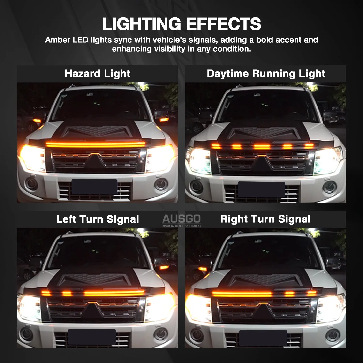 Bonnet Protector with LED Light for Mitsubishi Pajero 2007-2020
