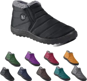 Boojoy Winter Boots, Warm Non-Slip Ankle Boots, Waterproof Slip on Outdoor Winter Fur Lined Warm Booties, Unisex Snow Boots
