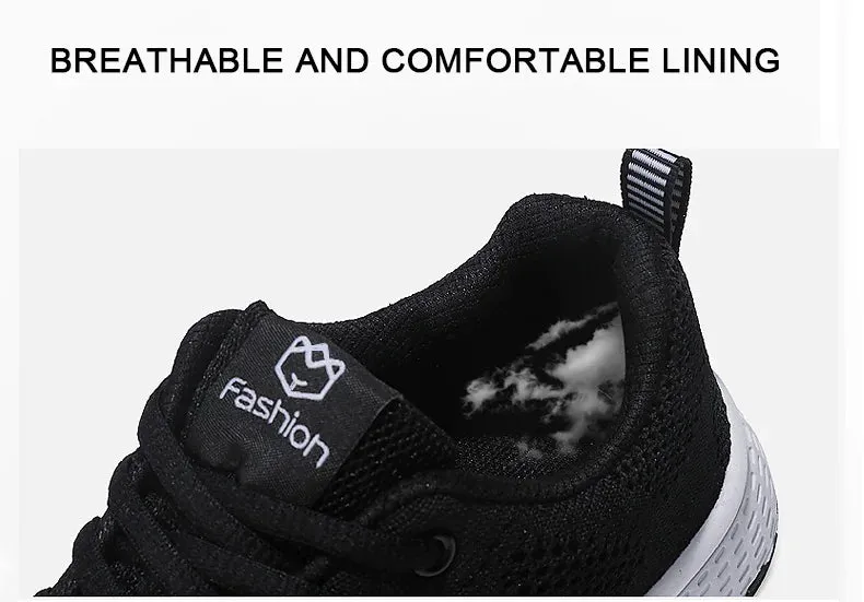 Breathable Mesh Lace Up Flat Sneakers for Women in Pink and Black