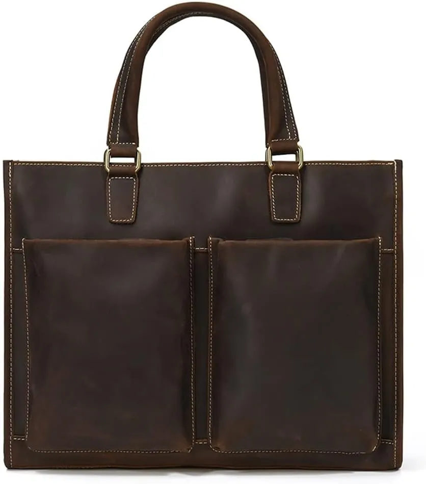 Briefcase Handbag Cowhide Shoulder Crossbody Bag Computer Bag Men Leather