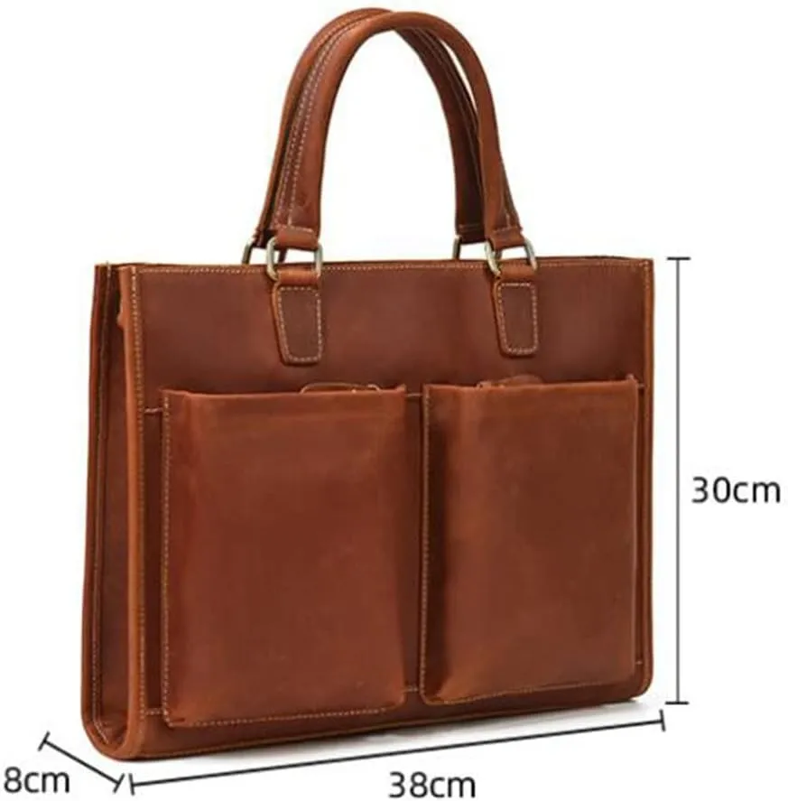 Briefcase Handbag Cowhide Shoulder Crossbody Bag Computer Bag Men Leather