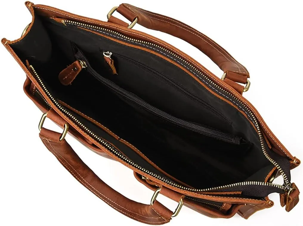 Briefcase Handbag Cowhide Shoulder Crossbody Bag Computer Bag Men Leather