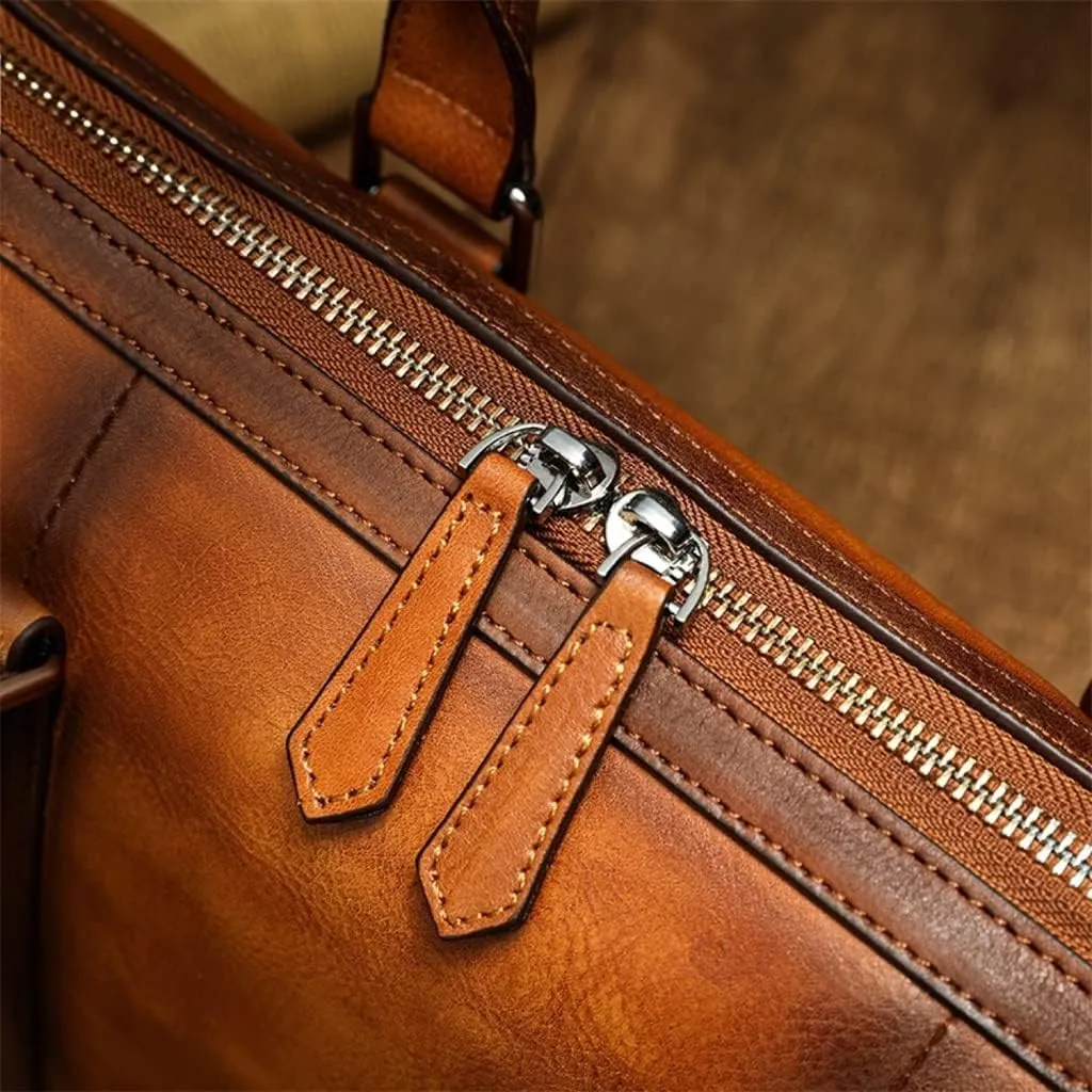 Briefcase Male Layer Cowhide Crossbody Bag Large Capacity Business Travel Handbag Multifunctional