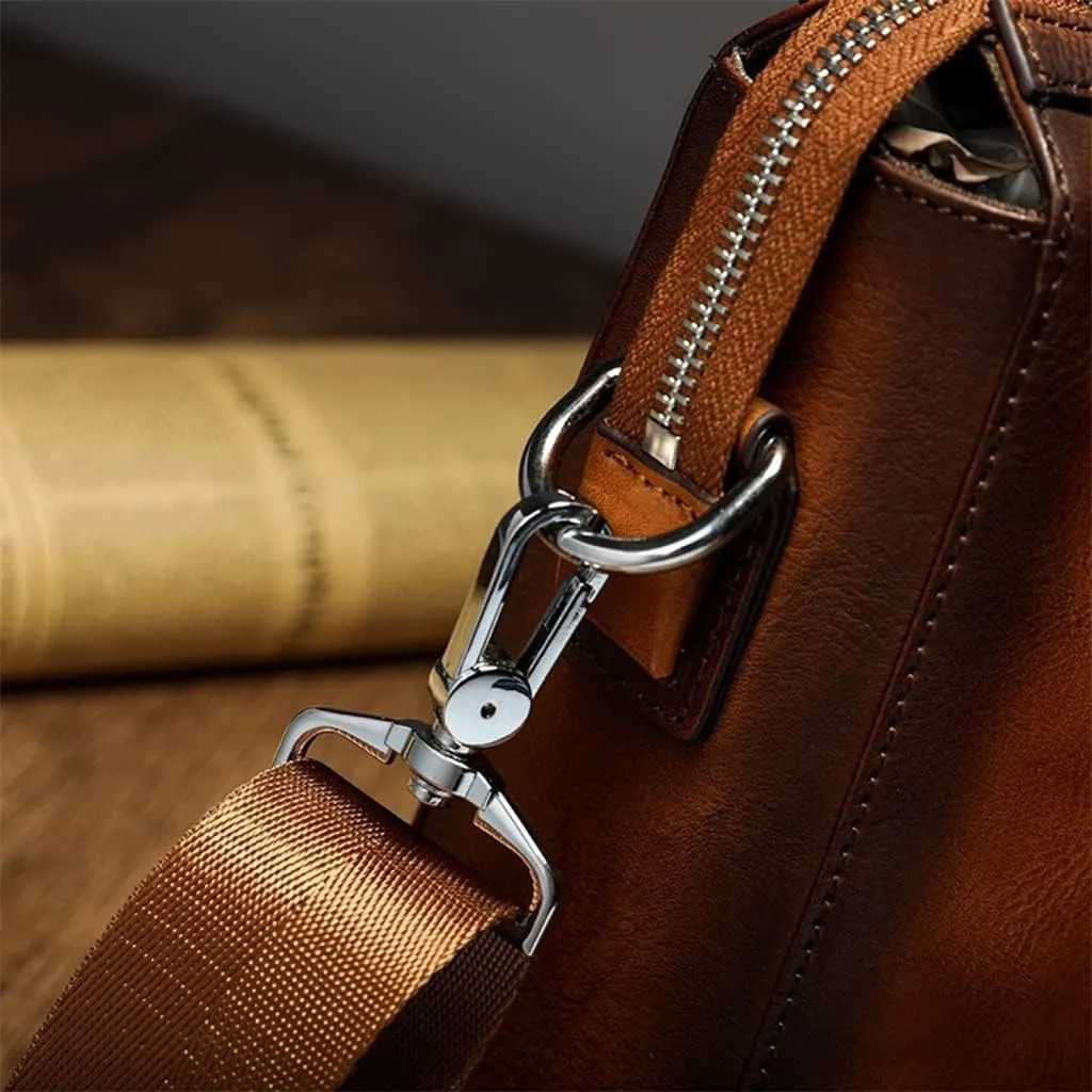 Briefcase Male Layer Cowhide Crossbody Bag Large Capacity Business Travel Handbag Multifunctional