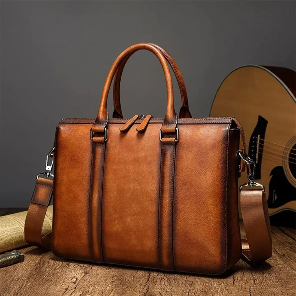 Briefcase Male Layer Cowhide Crossbody Bag Large Capacity Business Travel Handbag Multifunctional