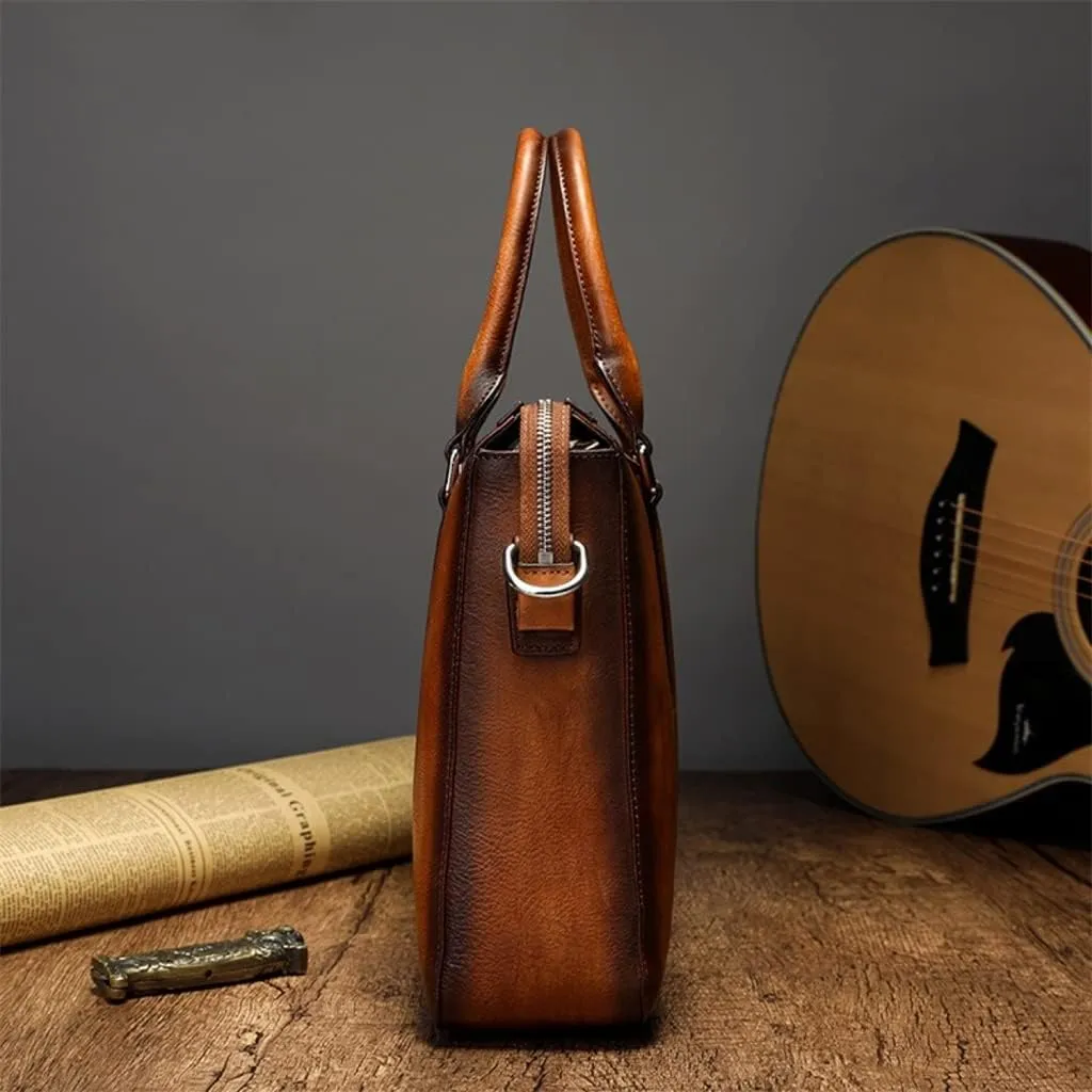 Briefcase Male Layer Cowhide Crossbody Bag Large Capacity Business Travel Handbag Multifunctional