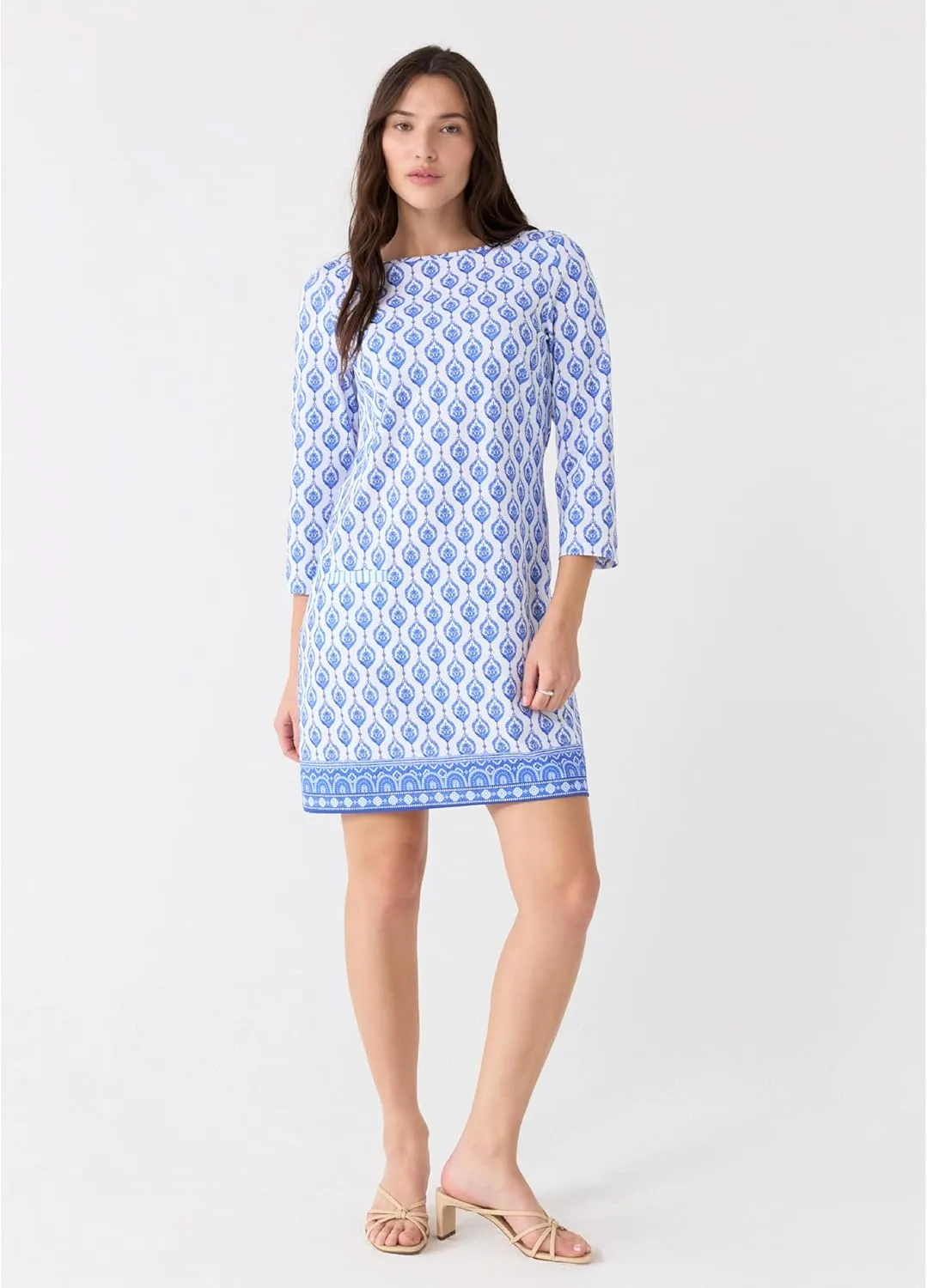 Cabana Life Shift Dress, UPF 50  Sun Protection Casual Dress, Boat Neckline, Quarter Sleeve, Womens Fashion