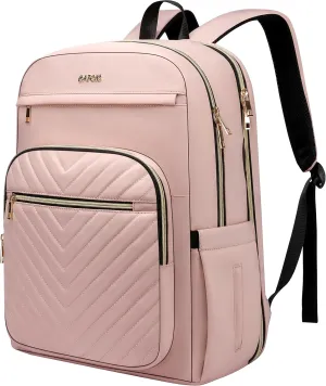 CAFELE Laptop Backpack for Women, Fits 17.3 Inch Laptop Bag, Fashion Travel Work Anti-theft Bagpack,Business Computer Waterproof Backpack,Pink Large College Backpacks