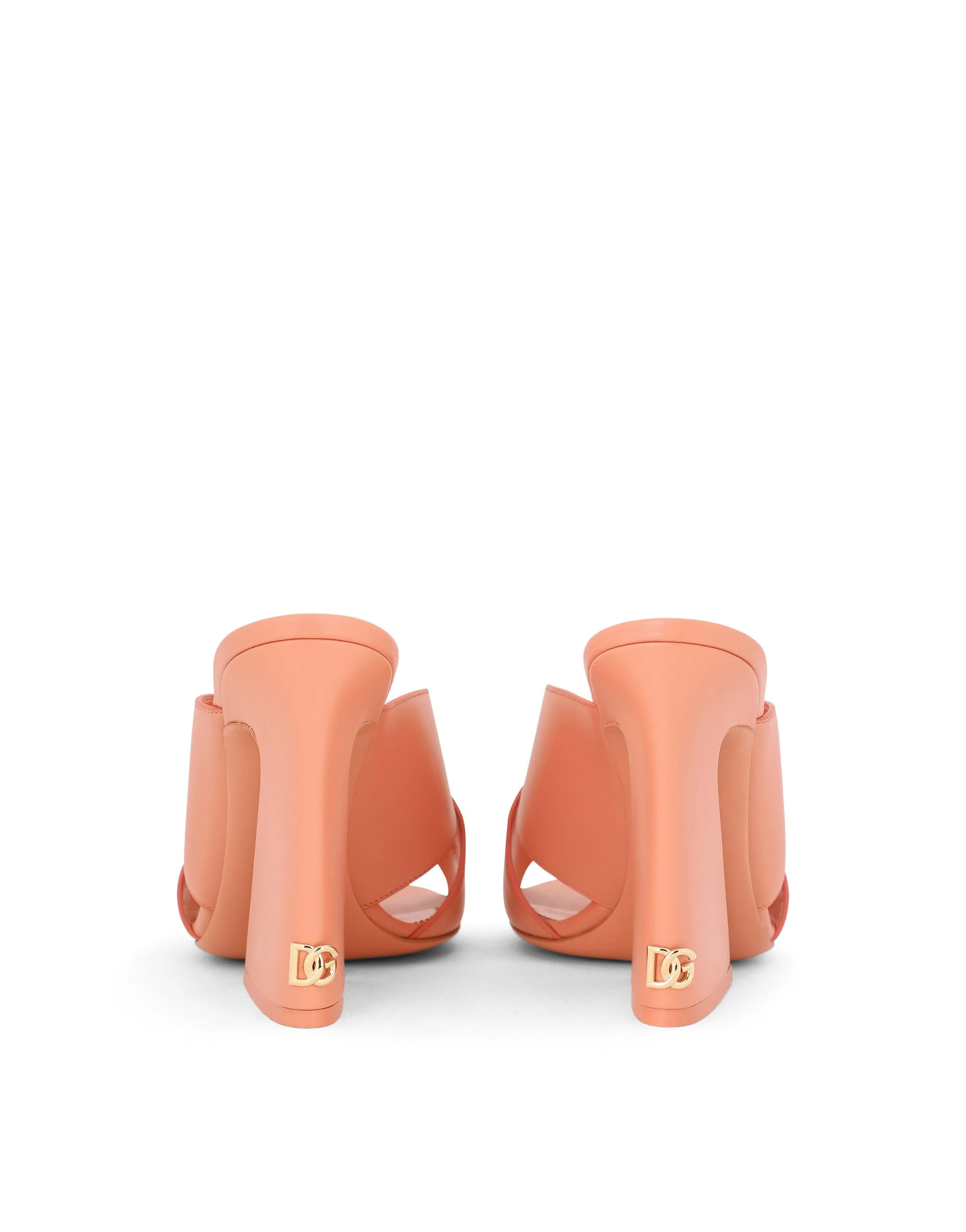 Calfskin mules with geometric heel