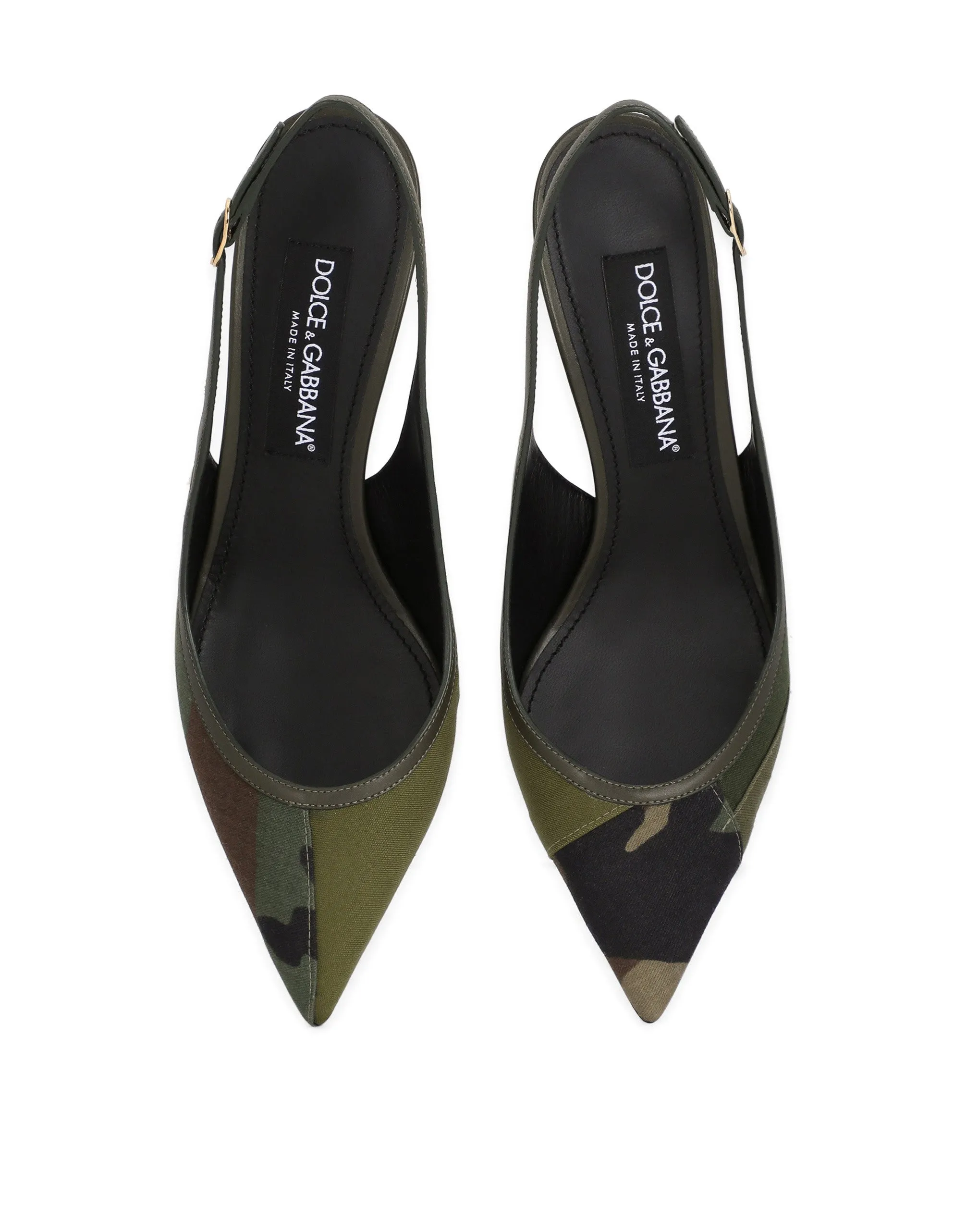 Camouflage patchwork slingbacks