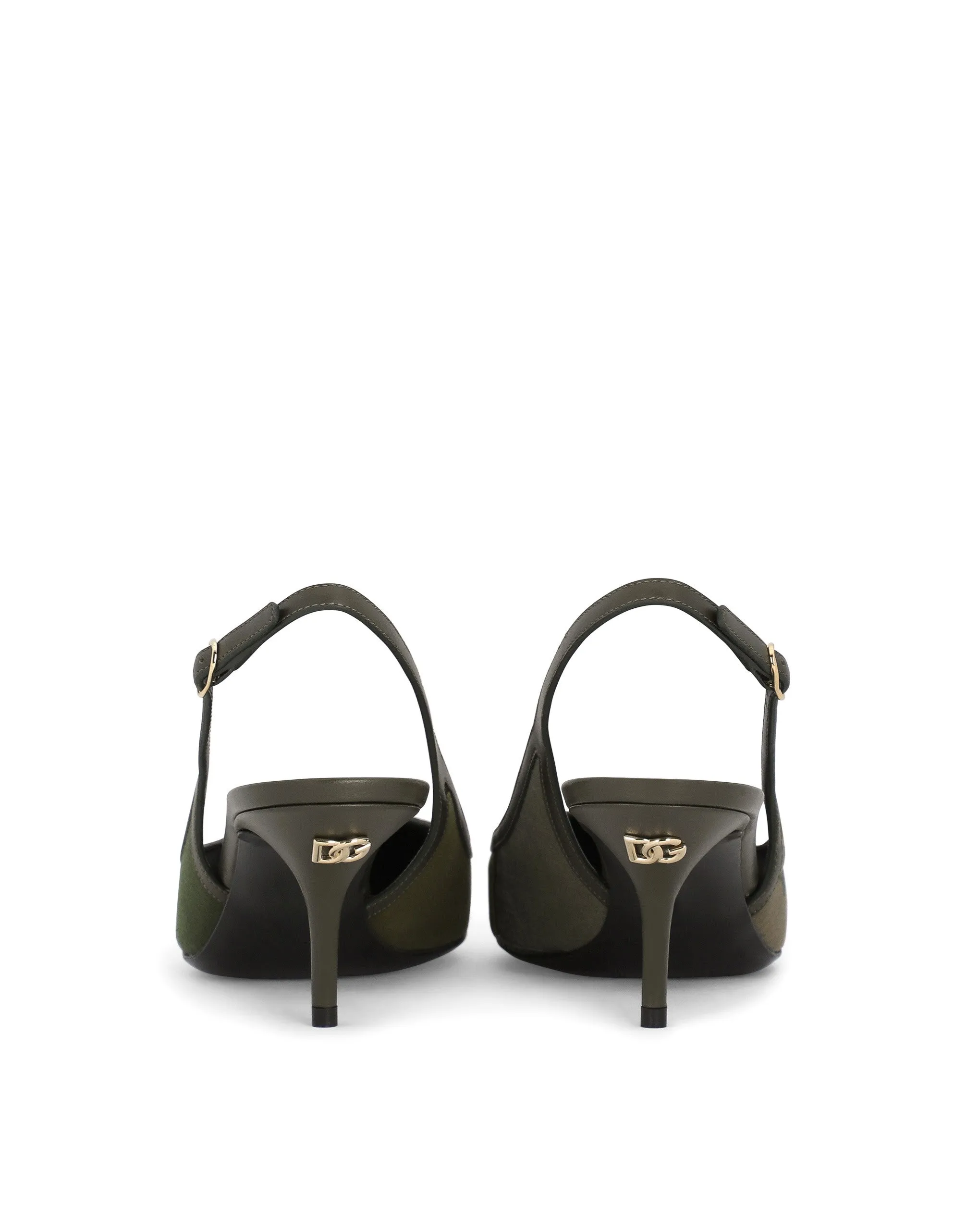 Camouflage patchwork slingbacks