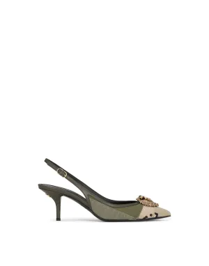 Camouflage patchwork slingbacks