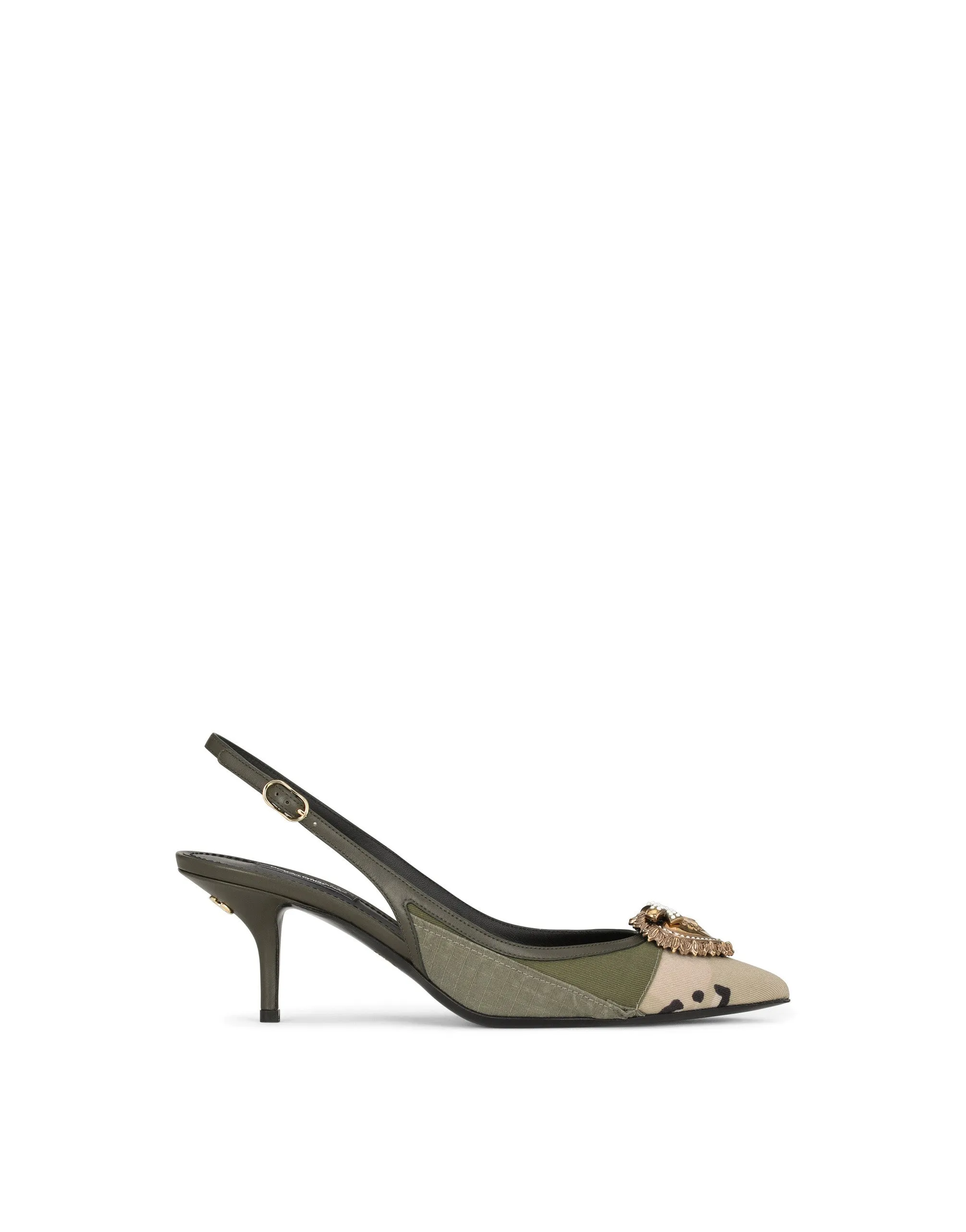 Camouflage patchwork slingbacks