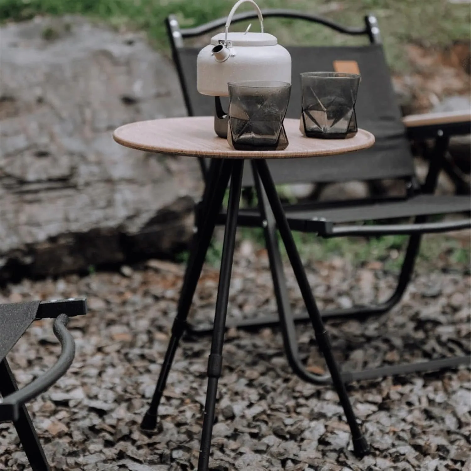 Camp Table Portable Liftable Table Folding Aluminum Alloy Small Round Table ，Height Adjustable Side Table For Outdoor Garden Picnic Bedroom,Ultralight Travel Table，14.5” Round Folding CampingTables (