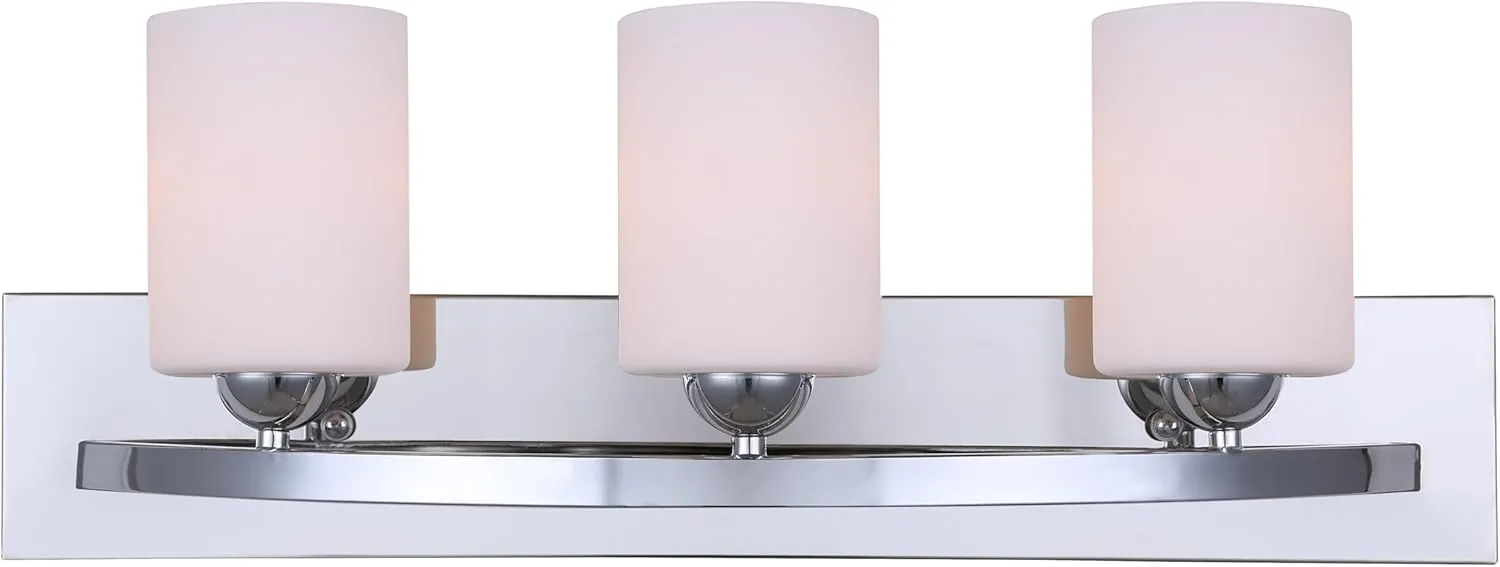 Canarm IVL370A03CH-O Ltd Hampton 3 Light Vanity with Flat Opal Glass, Chrome