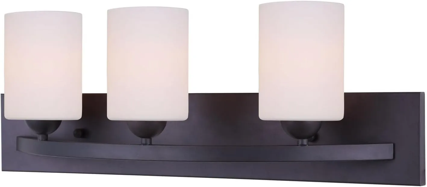 Canarm LTD IVL370A03ORB-O Hampton 3 Light Vanity, Oil Rubbed Bronze with Flat Opal Glass