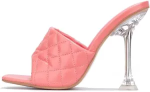 Cape Robbin Rafa Blue Aqua Quilted Stiletto Mule Square Toe Heels Pumps Sandals
