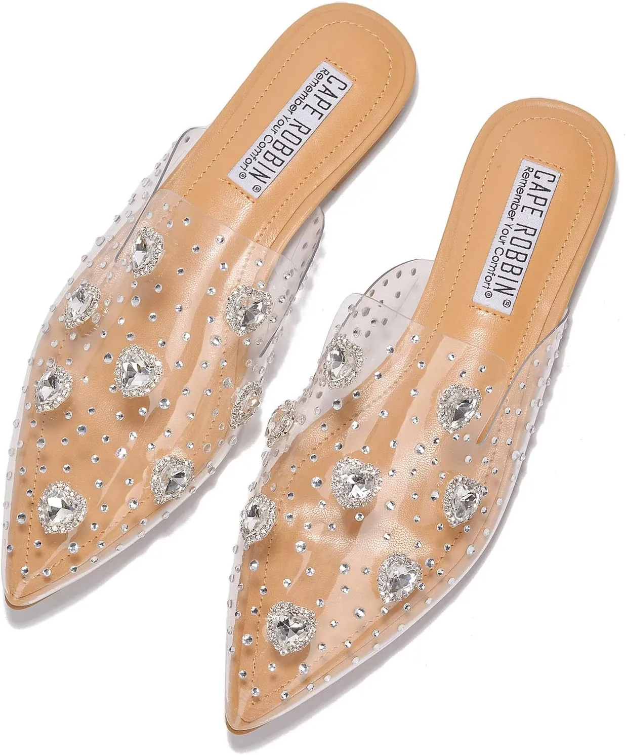 Cape Robbin Sierra Rhinestone Gem Pointy Toe Mule Flats (Sierra)