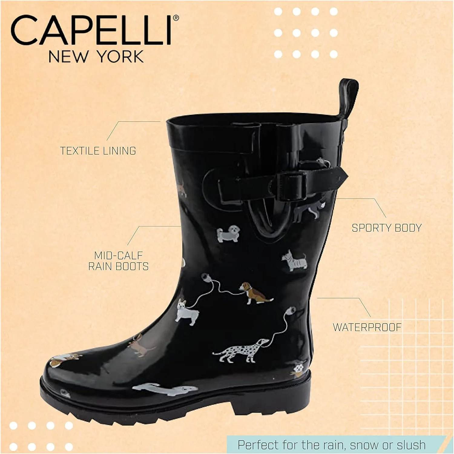 Capelli New York Ladies Mid-Calf Rubber Rain Boots