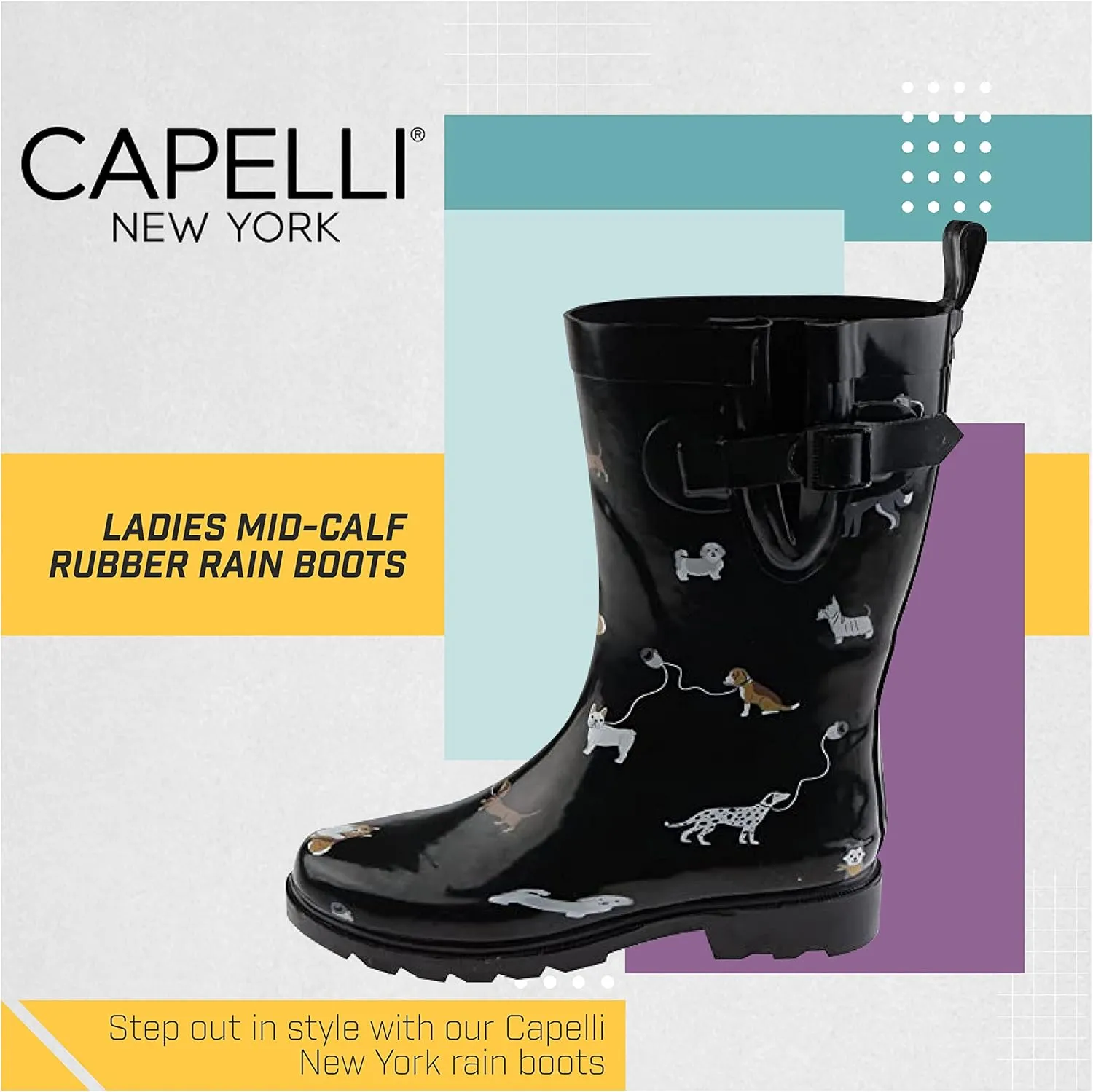 Capelli New York Ladies Mid-Calf Rubber Rain Boots