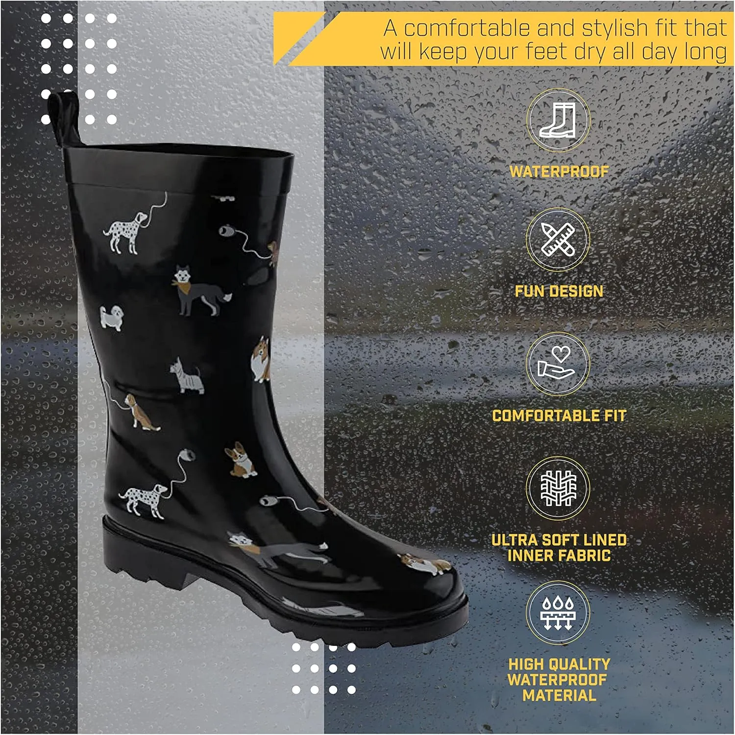 Capelli New York Ladies Mid-Calf Rubber Rain Boots