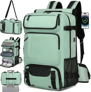 Carry on Travel Backpack for Men Airline Approved Convertible Nylon Duffle Backpack Luggage Bag Light Green