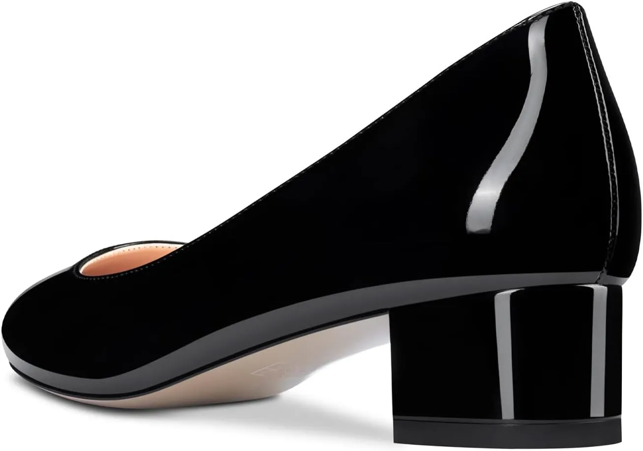 Castamere Chunky Block Low Kitten Heel Round Close Toe Pumps Slip-on Cute Classic Dress Shoes