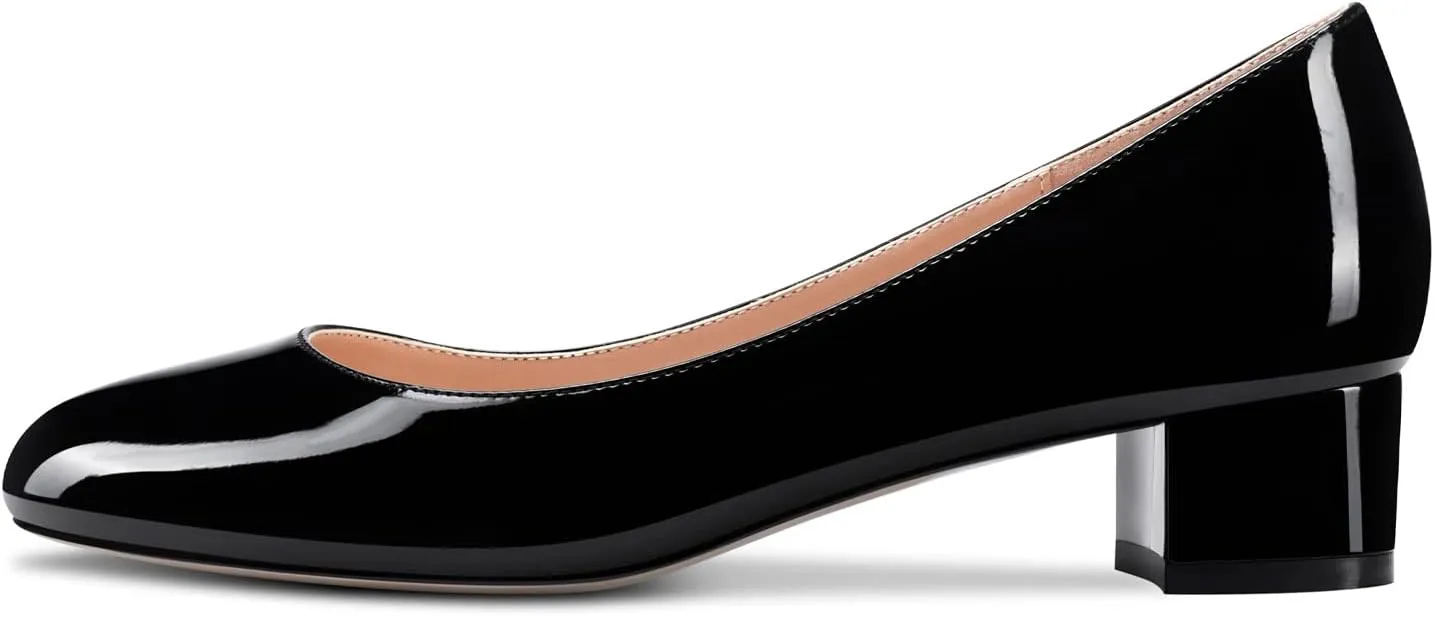 Castamere Chunky Block Low Kitten Heel Round Close Toe Pumps Slip-on Cute Classic Dress Shoes