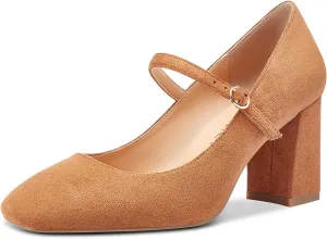 Castamere Ladies Chunky Heel Square-Toe Mary Jane Pumps Strappy Sexy Elegant Pump 3 Inch Heels